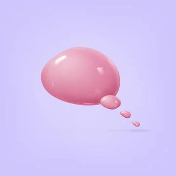 3d plastic speech bubble. Realistic cartoon glossy speech bubble icon. Chatti Illustrazione stock