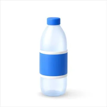 3D Plastic water bottle with blue label. Stock Illustration
