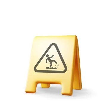 3d plastic wet floor sign isolated on white Stock Illustration