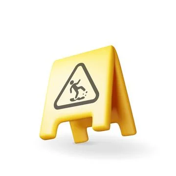 3d plastic wet floor sign isolated on white Stock Illustration