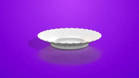 3D Plate on a Reflective Floor. Plate Zooming Towards the Camera. Kitchen. 4K Stock Footage 285161339