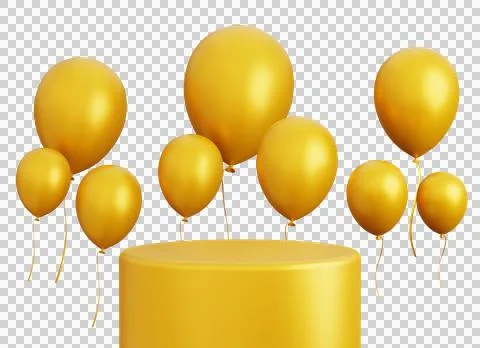 3d platform or podium with balloons gold event concept . 3d illustration render Stock Illustration