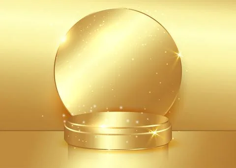 3d platform studio minimal scene with gold platform. studio background vector Stock Illustration