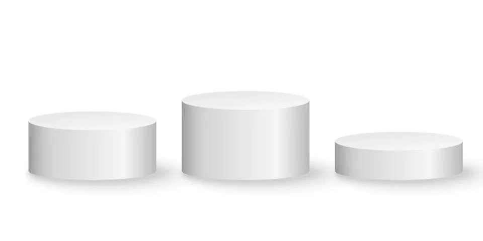 3d platforms isolated on white background. Podium for performance or presenta 库存插图