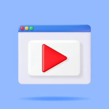 3D Play Button in Browser Window. Stock Illustration