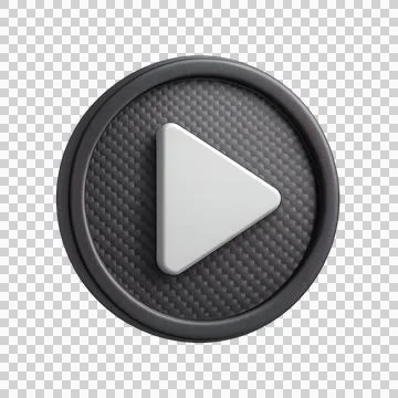 3D play button icon with metallic and carbon texture design for media interf Stock Illustration