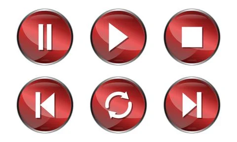 3D Play Button Red Icon Vecktor Illustrazione stock