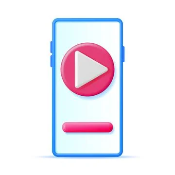 3D Play Button on Smartphone Screen Stockillustratie