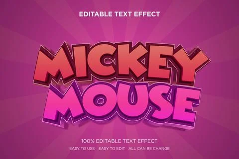 3D Playful Cartoon Mouse Editable Text Effect Vector EPS Stock Illustration