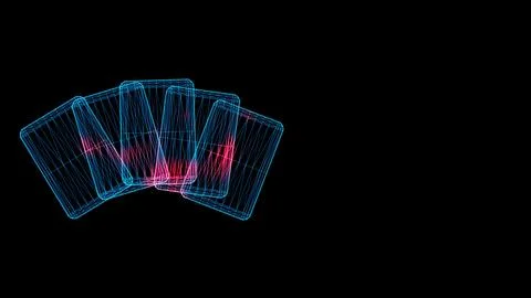 3D Playing Cards with copy space on black bg. Gambling addiction. Card addi.. Illustration