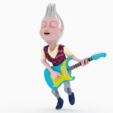 3d playing guitar. Stock Illustration