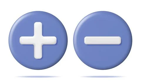 3d Plus and Minus Icon Isolated. Stock Illustration