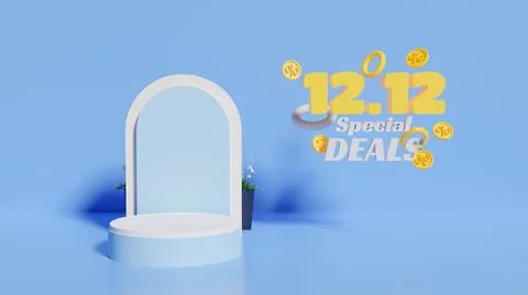 3D Podium 12 12 december promo for product display discount special deal with Stock Illustration