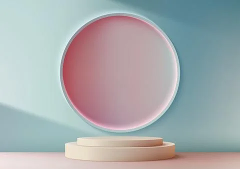 3D Podium and Circle Wall Backdrop for Modern Product Display, Minimalist P.. Stock Illustration