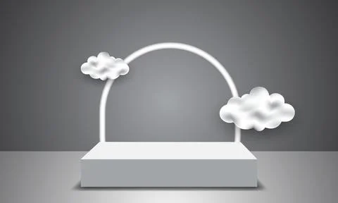 3D podium background with cloud view. Minimal mockup or product display pre.. Stock Illustration