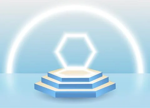 3d podium background, presentation stand, winner stage. Pastel product geometric Stock Illustration