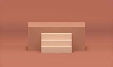 3d podium brown rectangle platform stairs best award arena achievement constr Stock Illustration