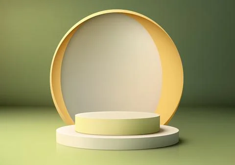3D podium display, featuring a minimalistic design set against a circle bac.. Stock Illustration