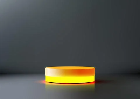 3d podium display stage with gradient orange top and glowing yellow base on.. Stock Illustration