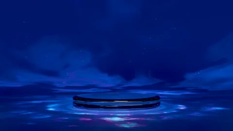 3d podium empty glass isolated on blue background. blue neon reflection con.. Stock Footage 305828194