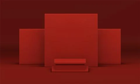 3d podium empty red geometric construction stage for event celebration prod.. Stock Illustration