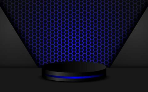 3D podium in an empty room with a table. Studio background with a platform .. Illustrazione stock