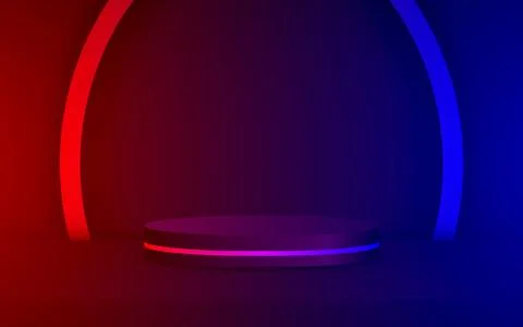 3D podium in an empty room with a table. Studio background with a platform .. Illustrazione stock