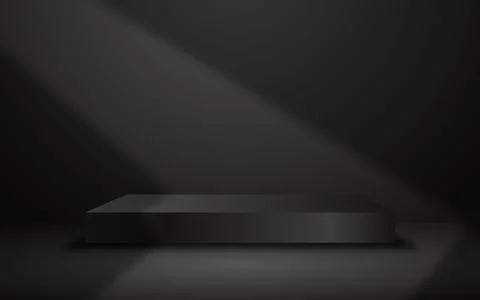 3D podium in an empty room with a table. Studio background with a platform .. Illustrazione stock