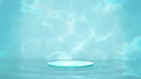 3d podium empty with water wave isolated on blue background. cosmetic displ.. Stock Footage 284596047