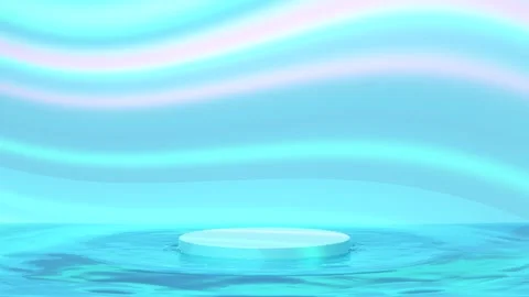 3d podium empty with water wave isolated on rainbow background. cosmetic di.. Stock Footage 285206560