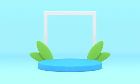 3d podium frame advertising space spring design minimalist empty foundation.. Illustrazione stock