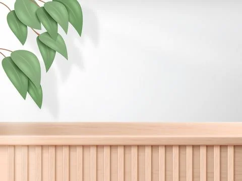 3d podium, nature background, empty cosmetic display. Beauty wood product stand Stock Illustration