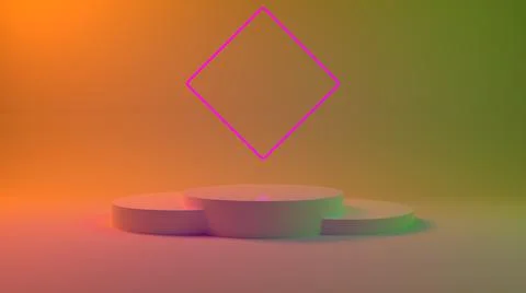 3d Podium for packaging presentation and cosmetic. Product display with colorful Illustrazione stock