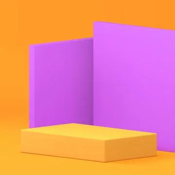 3d podium pedestal rectangle stand with angle squared wall background reali.. Stock Illustration