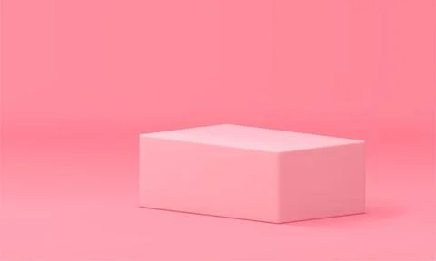 3d podium pink rectangle platform stand mock up for cosmetic product show pre Stock Illustration