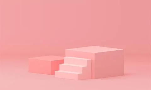 3d podium pink rectangular stairs award arena win competition ceremony real.. Illustrazione stock