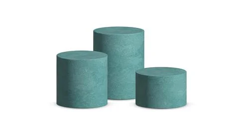 3d podium platform cylinders vector illustration. Realistic blue pedestal stages Stock Illustration