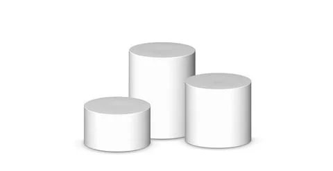 3d podium platform cylinders vector illustration. Realistic white pedestal Stock Illustration