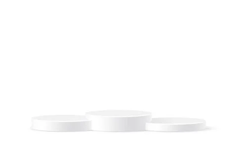 3d podium platform cylinders, white pedestal stages for product presentation or 스톡 일러스트