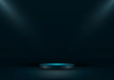 3D podium platform empty dark green studio room with spotlight and scattered Stock Illustration