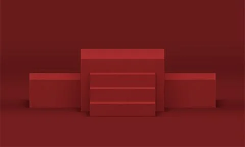 3d podium red three cubes basic construction competition win celebration awar Stock Illustration