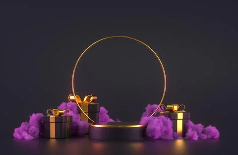 3d podium scene with gift boxes. Stock Illustration
