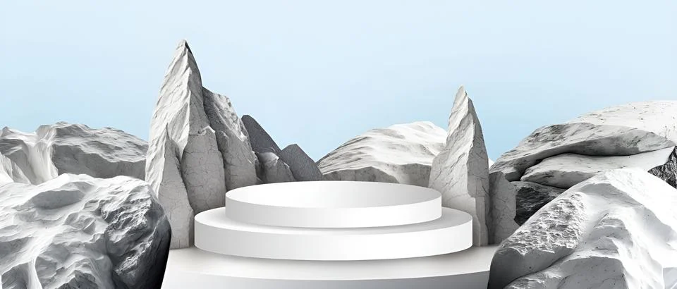 3D Podium spherical stone platform for presenting packaging and cosmetic Stock Illustration