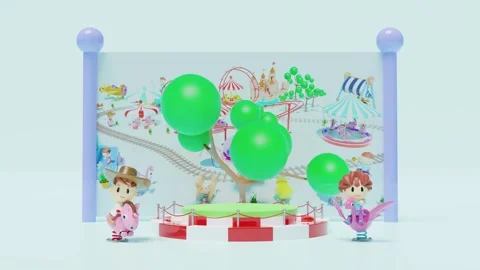 3d podium stage empty with unicorn spring rider, video clip of the scene is.. Stock Footage 274927012