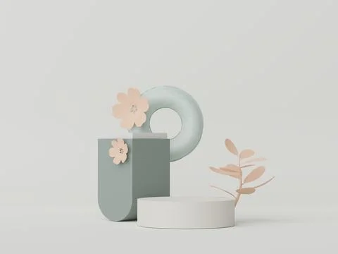 3d podium stand for product presentation with summer concept. Pedestal plat.. Stock Illustration