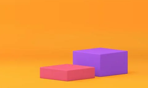 3d podium two squared cube platform bright empty showroom display for produ.. Stock Illustration