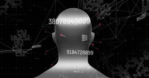 3D Point-cloud head rotating while scan band sweeping, updating codes and node Stock Footage 328485982