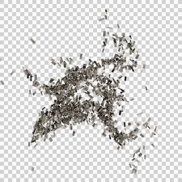 A 3D point cloud rendering depicting a fragmented Foto stock