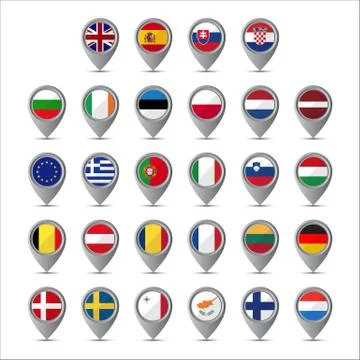 3D pointer with the flags of European Union isolated on white background イラスト素材