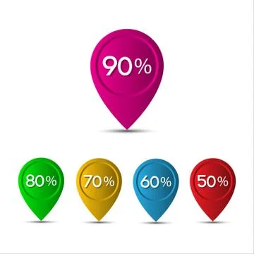 3D pointer with the percentage discounts isolated on white background 스톡 일러스트